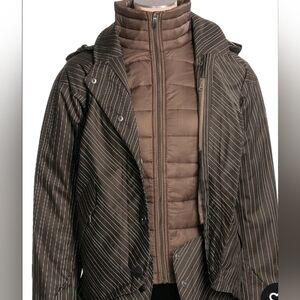 COLUMBIA Titanium Women's Interchange Parka Jacket- Brown Pinstripe XS